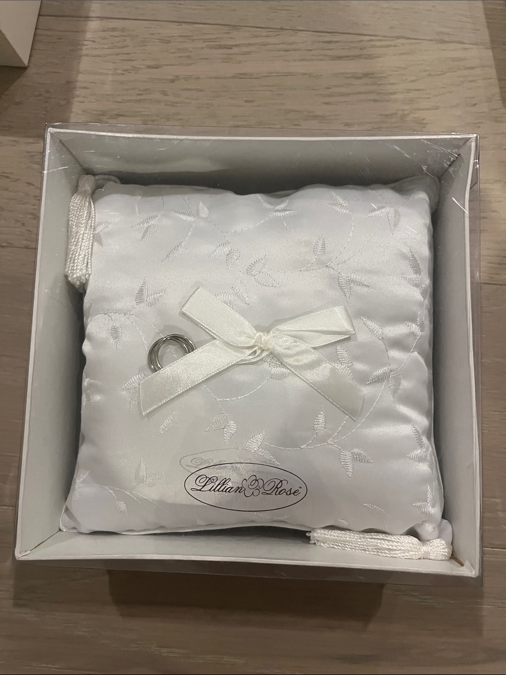 Lillian Rose Satin Ring Bearer Pillow in White